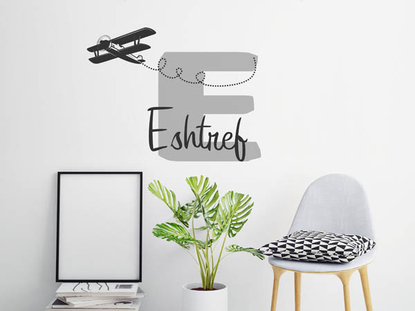 Wandtattoo Eshtref mit Flugzeug