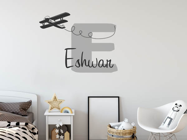 Wandtattoo Eshwar mit Flugzeug