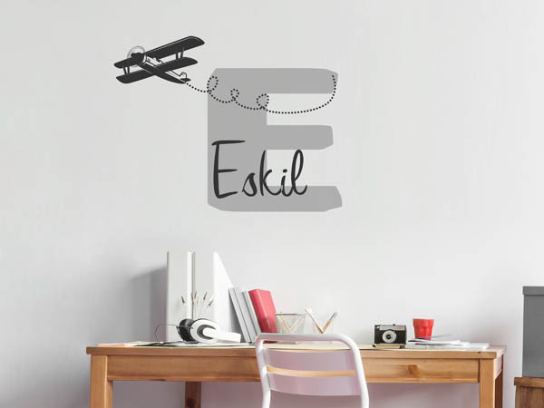 Wandtattoo Eskil mit Flugzeug