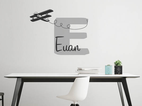 Wandtattoo Euan mit Flugzeug
