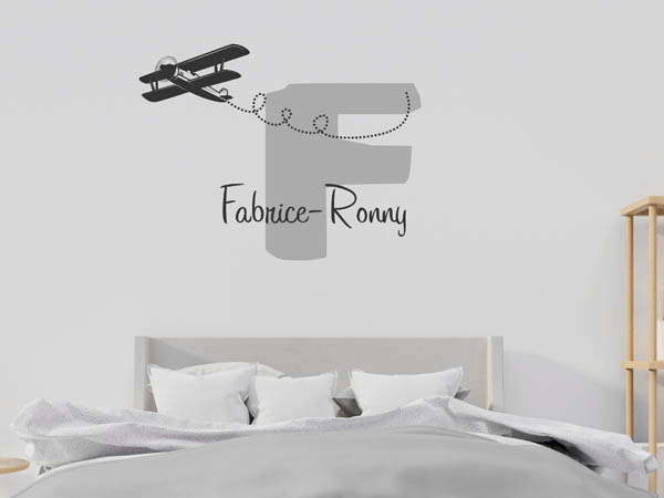 Wandtattoo Fabrice-Ronny mit Flugzeug