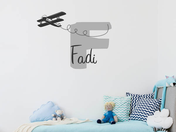 Wandtattoo Fadi mit Flugzeug