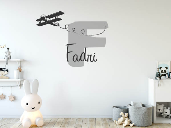 Wandtattoo Fadri mit Flugzeug