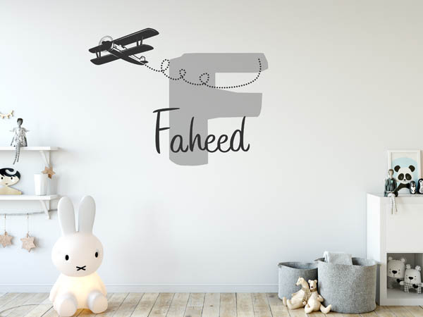 Wandtattoo Faheed mit Flugzeug