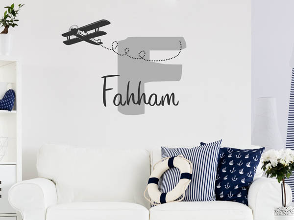 Wandtattoo Fahham mit Flugzeug