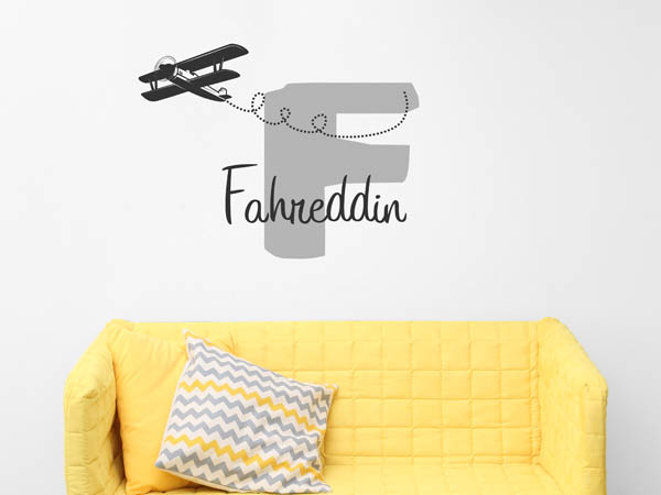 Wandtattoo Fahreddin mit Flugzeug