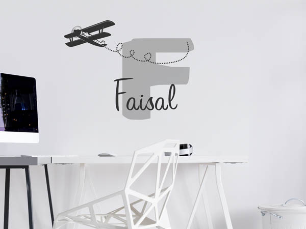 Wandtattoo Faisal mit Flugzeug