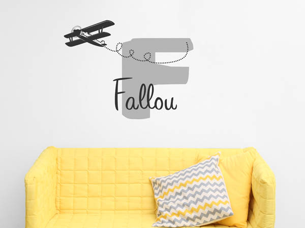 Wandtattoo Fallou mit Flugzeug