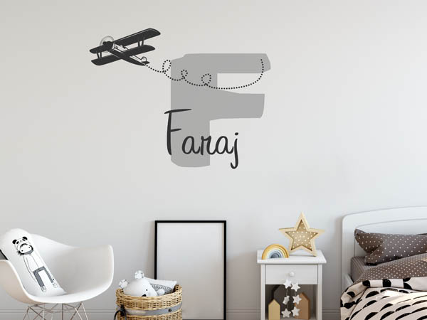 Wandtattoo Faraj mit Flugzeug