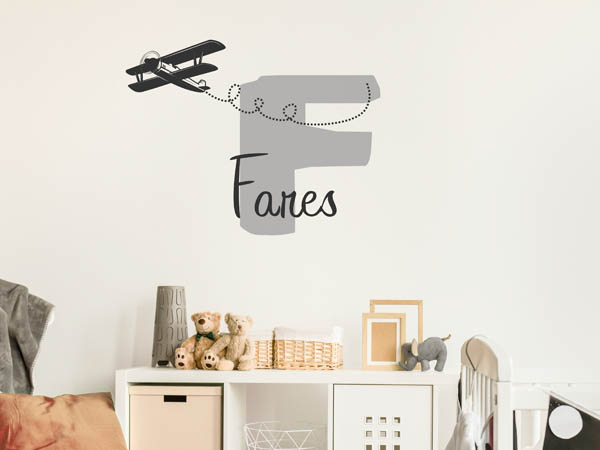 Wandtattoo Fares mit Flugzeug
