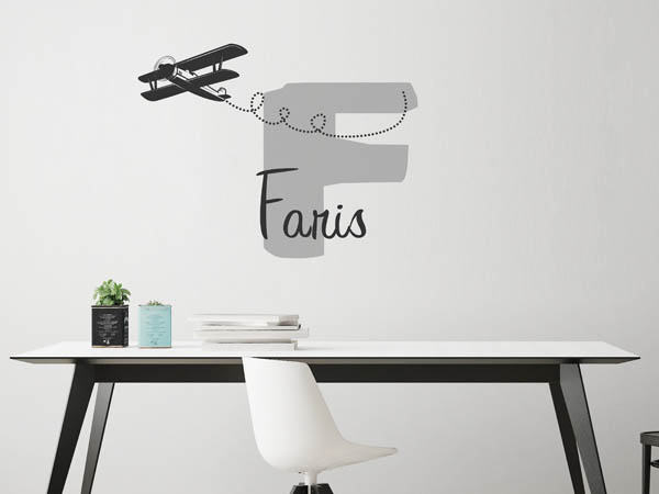 Wandtattoo Faris mit Flugzeug