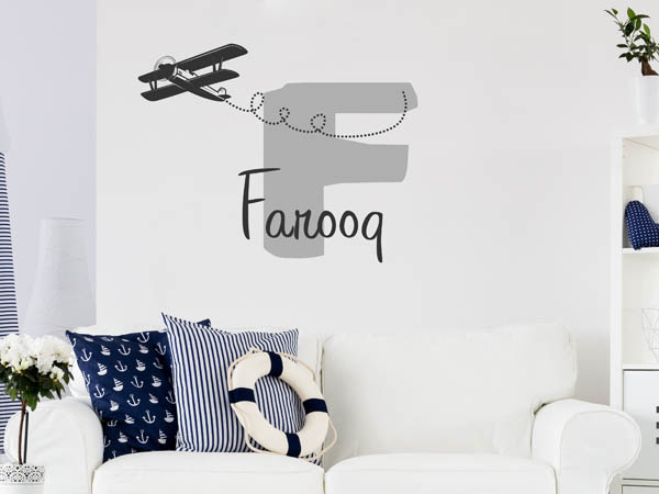 Wandtattoo Farooq mit Flugzeug