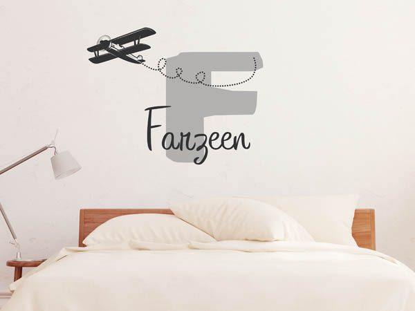Wandtattoo Farzeen mit Flugzeug
