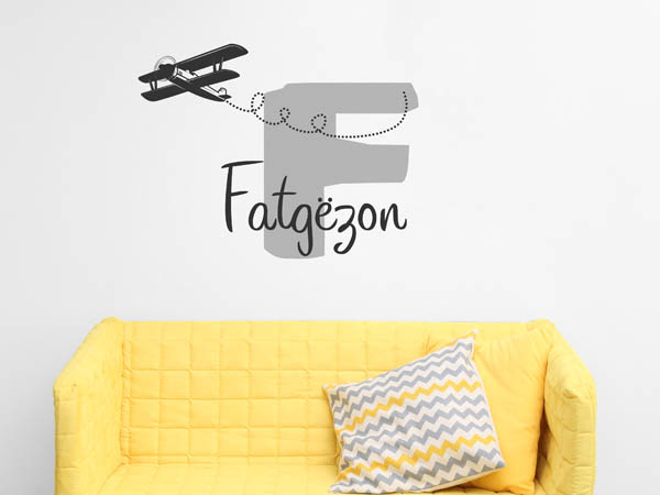 Wandtattoo Fatgëzon mit Flugzeug