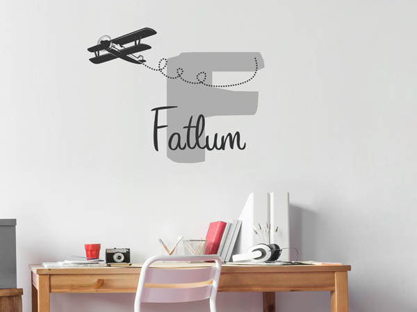 Wandtattoo Fatlum mit Flugzeug