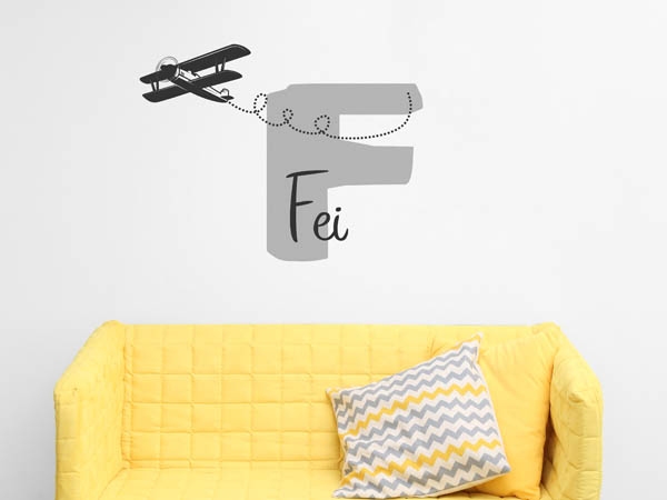 Wandtattoo Fei mit Flugzeug
