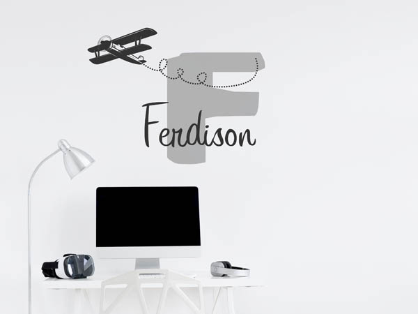 Wandtattoo Ferdison mit Flugzeug
