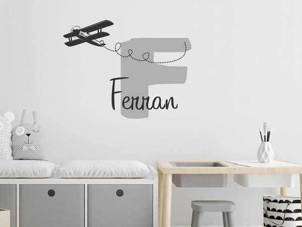 Wandtattoo Ferran mit Flugzeug