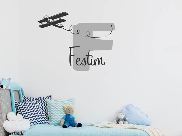 Wandtattoo Festim mit Flugzeug