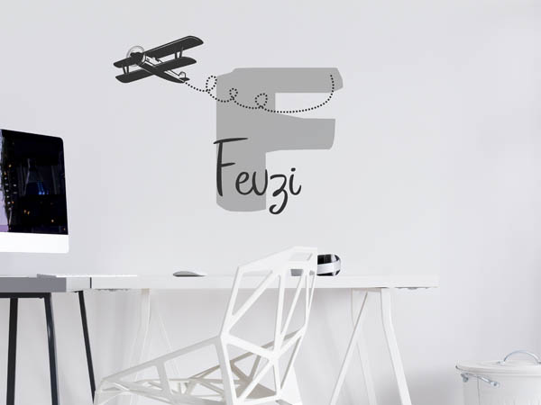 Wandtattoo Fevzi mit Flugzeug