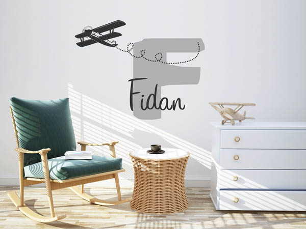 Wandtattoo Fidan mit Flugzeug