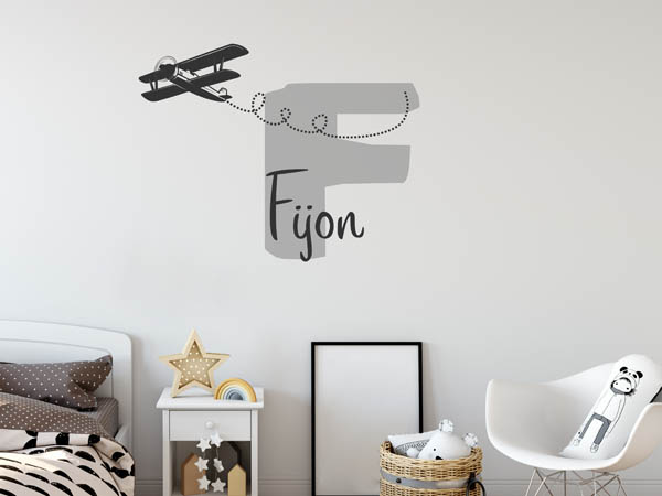 Wandtattoo Fijon mit Flugzeug