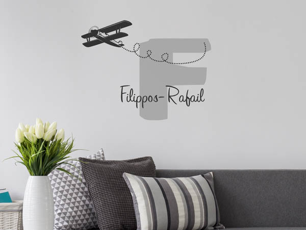 Wandtattoo Filippos-Rafail mit Flugzeug