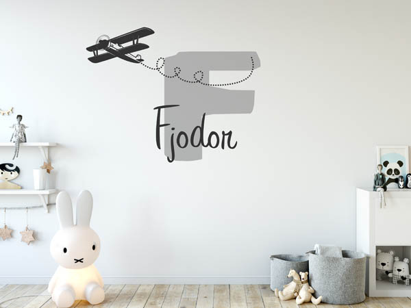 Wandtattoo Fjodor mit Flugzeug