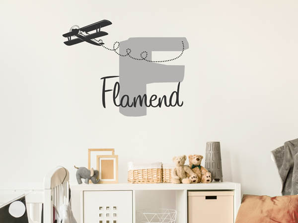 Wandtattoo Flamend mit Flugzeug