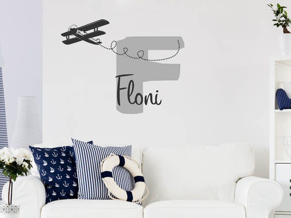 Wandtattoo Floni mit Flugzeug