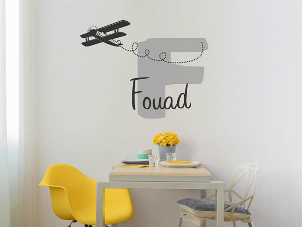 Wandtattoo Fouad mit Flugzeug