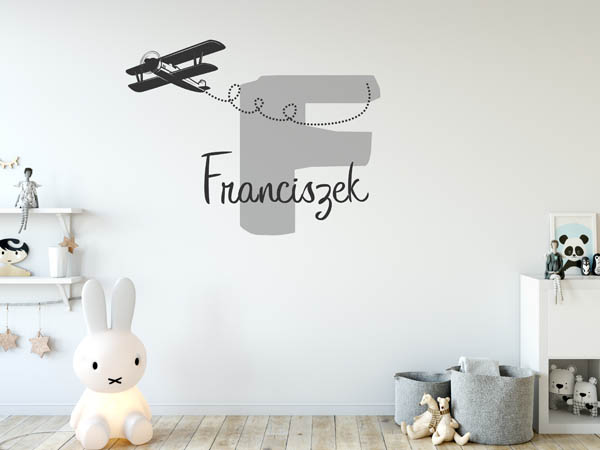 Wandtattoo Franciszek mit Flugzeug