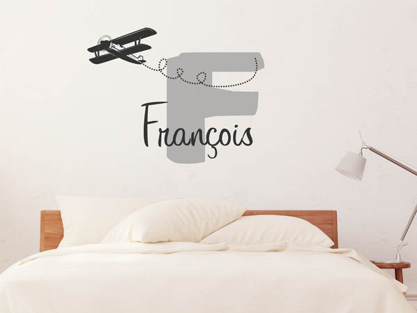 Wandtattoo François mit Flugzeug