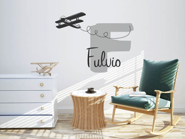 Wandtattoo Fulvio mit Flugzeug