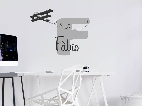 Wandtattoo Fàbio mit Flugzeug