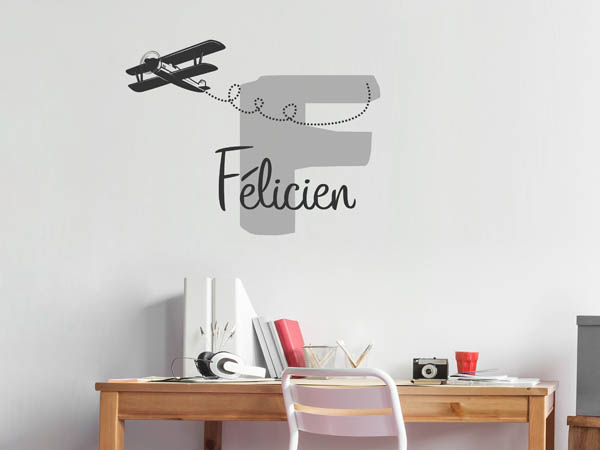 Wandtattoo Félicien mit Flugzeug