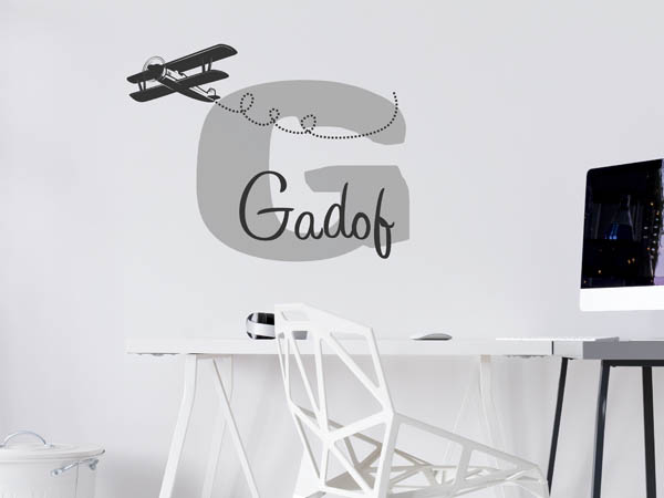 Wandtattoo Gadof mit Flugzeug