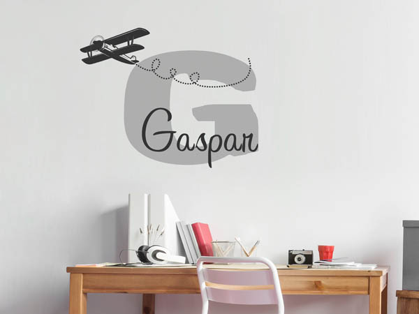Wandtattoo Gaspar mit Flugzeug