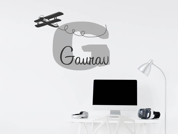 Wandtattoo Gaurav mit Flugzeug