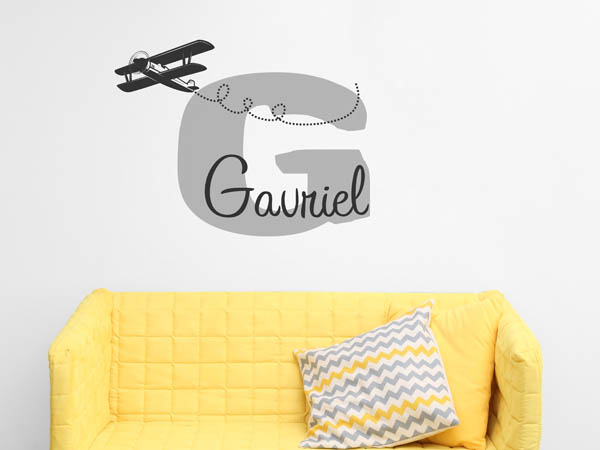 Wandtattoo Gavriel mit Flugzeug