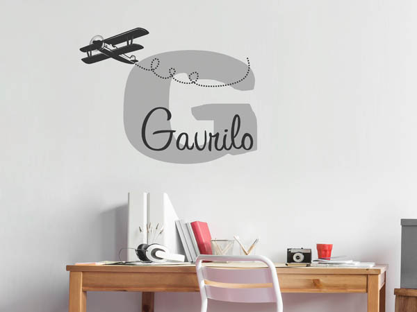 Wandtattoo Gavrilo mit Flugzeug