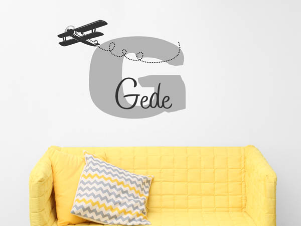Wandtattoo Gede mit Flugzeug