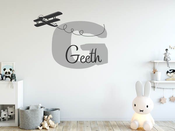 Wandtattoo Geeth mit Flugzeug