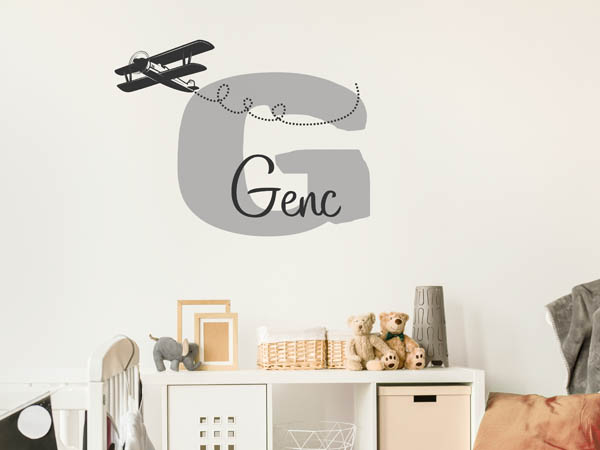 Wandtattoo Genc mit Flugzeug