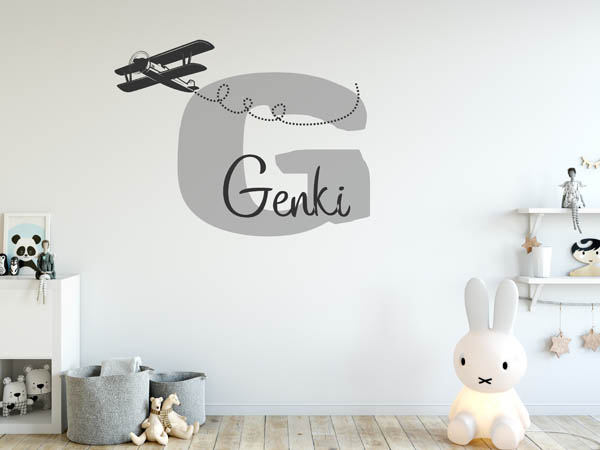Wandtattoo Genki mit Flugzeug