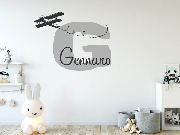 Wandtattoo Gennaro mit Flugzeug