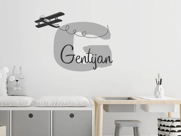 Wandtattoo Gentijan mit Flugzeug