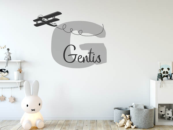 Wandtattoo Gentis mit Flugzeug