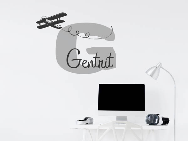 Wandtattoo Gentrit mit Flugzeug