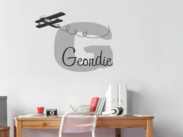 Wandtattoo Geordie mit Flugzeug